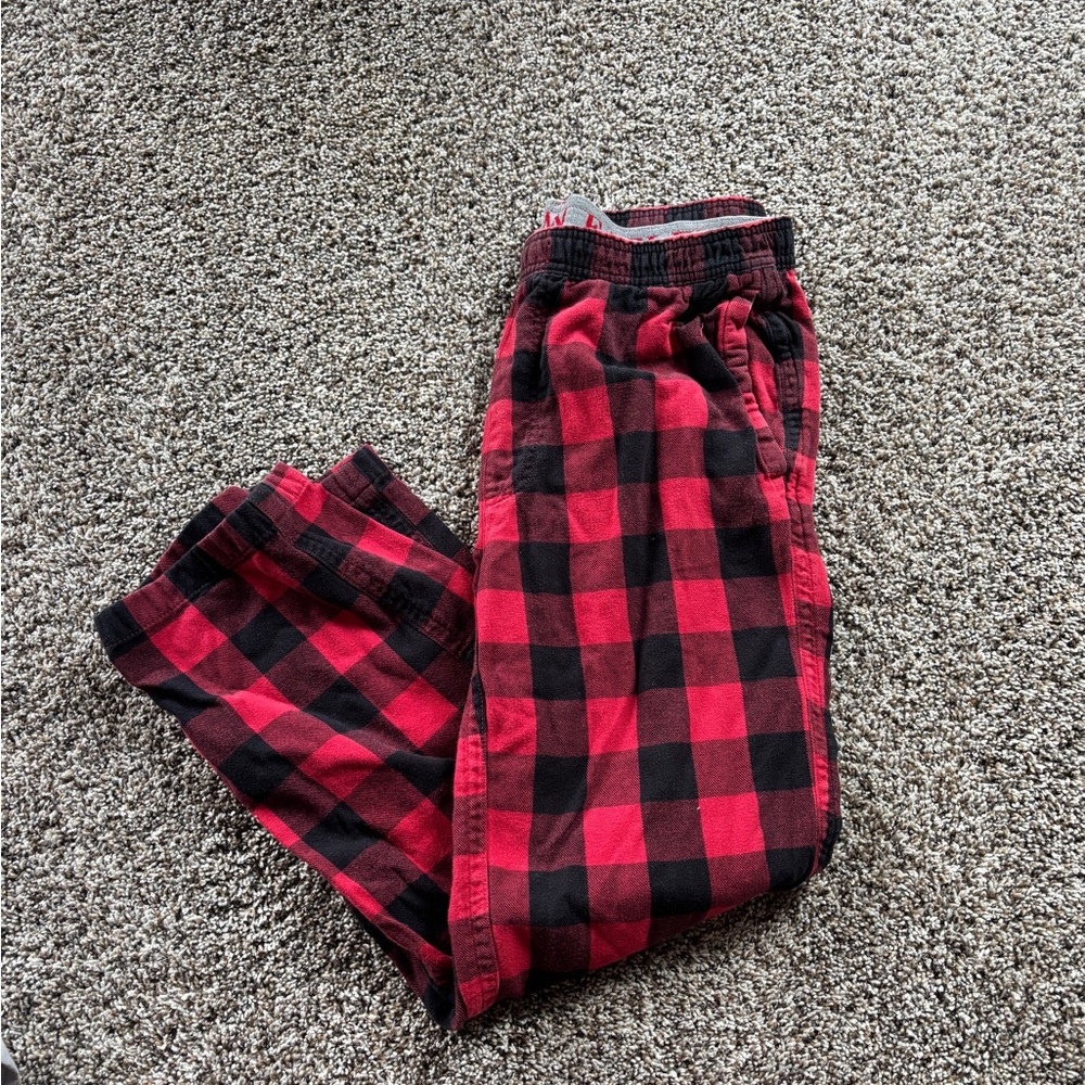 American Eagle Outfitters Red & Black Plaid Jogger Sweatpants